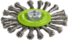 Bosch PRO Stainless Steel heavy wire wheel, 115 mm threaded.