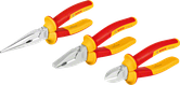Bosch VDE Pliers Set 3pc, insulated handles for safety.