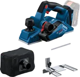Bosch GHO 18V-26 cordless planer with accessories.