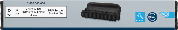 Bosch PRO Impact Socket Set 3/8″ 9 pcs.