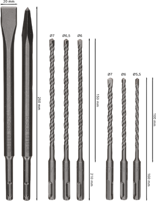 Bosch PRO SDS plus-4C Chisel and Drill Bit Set, 8 pcs.