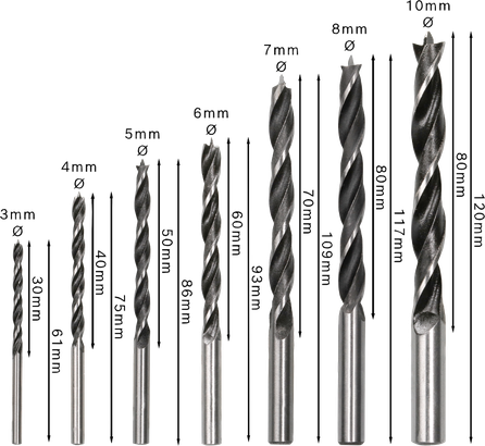 Bosch PRO Wood Brad Point Drill Bit Set, 7 sizes.