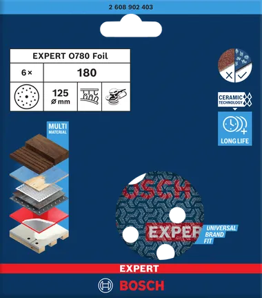 Bosch EXPERT O780 Foil sanding disc 125 mm G180.