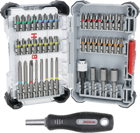 Bosch Extra Hard Screwdriver Bit Set 44+1 pcs with handle.