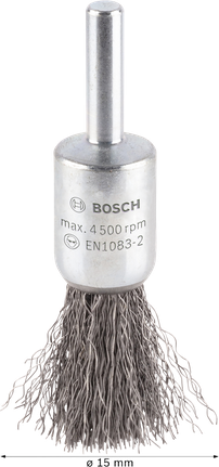 Bosch PRO Metal clean End Brush 15mm straight shank.