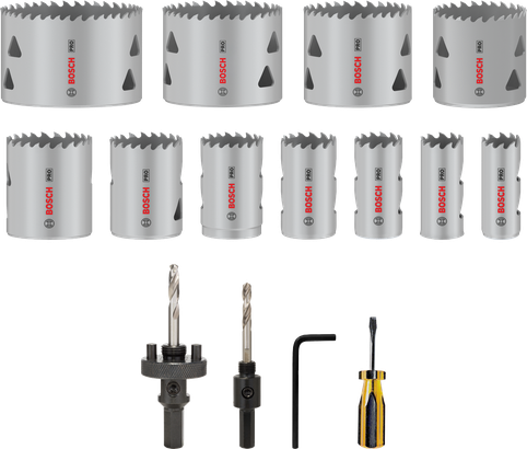 Bosch PRO Multi Material Hole Saw Set 17 pcs for cutting.