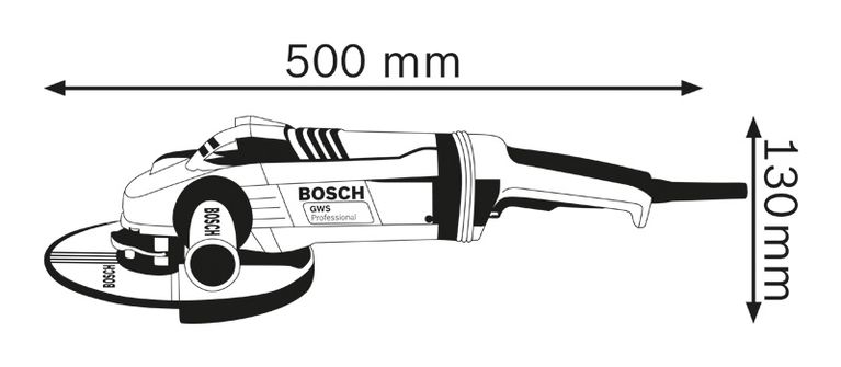 Angle grinder dimensions.