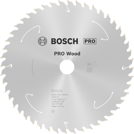 Bosch PRO Wood circular saw blade, 184 mm 48T.