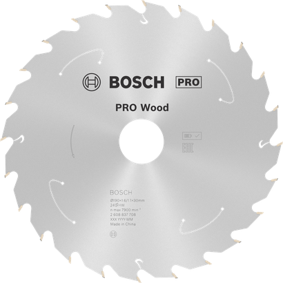 Bosch PRO Wood circular saw blade 190mm T24 for cordless saws.