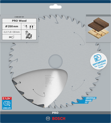 Bosch PRO Wood 250 mm circular saw blade T24.