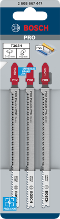 Bosch PRO T302H PVC jigsaw blades 3-pack.