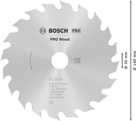 Bosch PRO Wood Circular Saw Blade 140 mm T20.