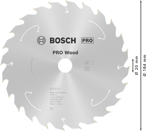 Bosch PRO Wood circular saw blade 184 mm T24.