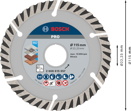 Bosch PRO Multi Material Diamond Cutting Disc 115 mm.