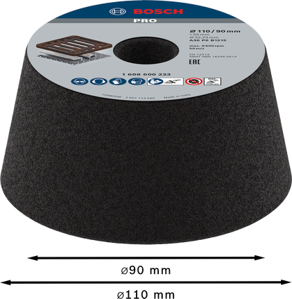 Bosch PRO Metal Conical Cup Wheel 90x110x55 mm G36.