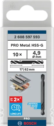 Bosch PRO Metal HSS-G 4.9 mm drill bits 10 pack.