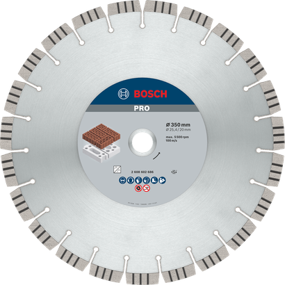 Bosch PRO Abrasive Diamond Disc 350 mm for brick cutting.