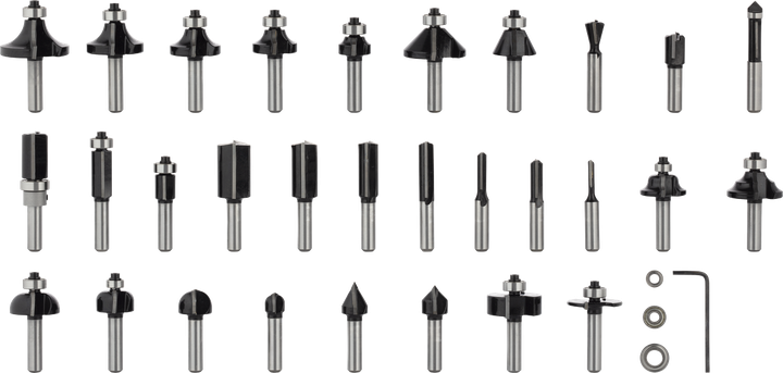Bosch PRO Router Bit Mixed Set 8mm 30-piece assortment.