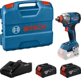Bosch GDX 18V-285 impact driver set with batteries and case.