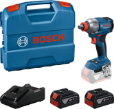 Bosch GDX 18V-285 impact driver set with batteries and case.