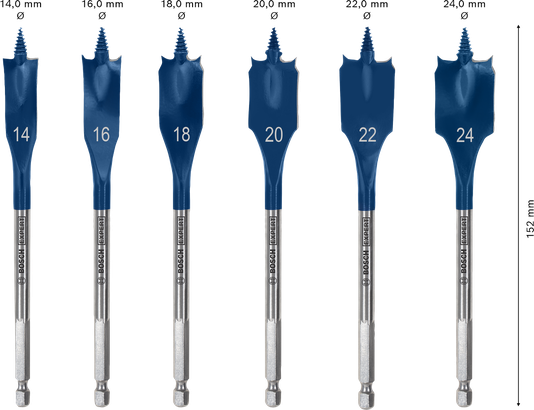 Bosch EXPERT Self Cut Speed Spade Drill Bit Set, 6 sizes.