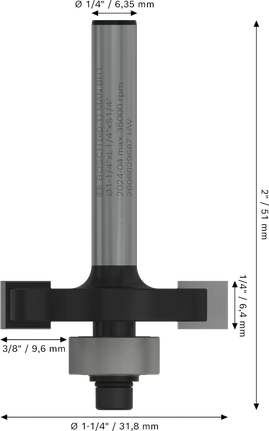 Bosch PRO Router Bit Slotting 1/4 inch shank, 1-1/4 inch diameter.