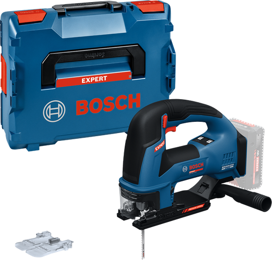 Bosch cordless jigsaw with case and blade set.