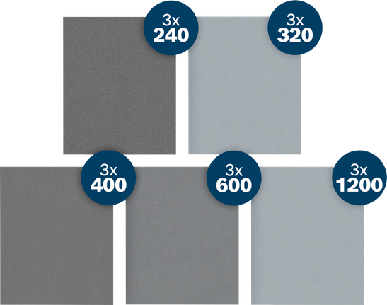 Bosch PRO C355 sanding sheets set, assorted grits.