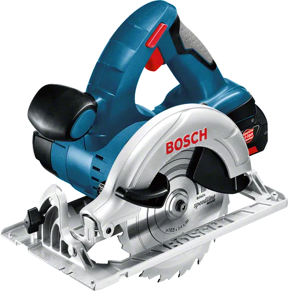 Bosch cordless circular saw with ergonomic handle.