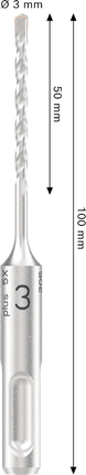 Bosch PRO SDS plus-5X 3 mm hammer drill bit, 100 mm length.