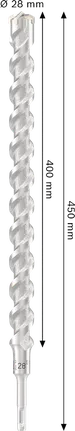Bosch PRO SDS plus-5X 28mm hammer drill bit, 450mm length.