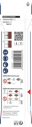 Bosch EXPERT HEX-9 Hard Ceramic and Multi Construction drill bits, 6 mm.