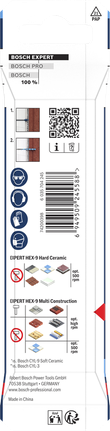 Bosch EXPERT HEX-9 Hard Ceramic and Multi Construction drill bits set.