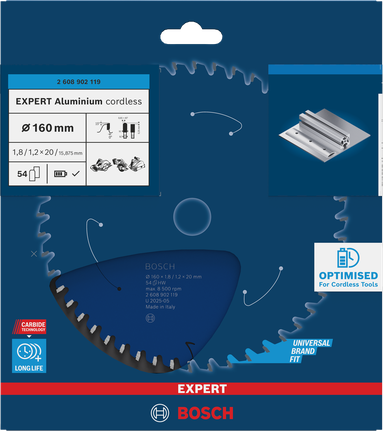 Bosch EXPERT Aluminium cordless 160 mm circular saw blade.