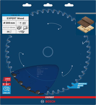 Bosch EXPERT Wood 300 mm T26 saw blade.