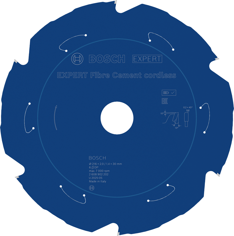 Bosch EXPERT Fibre Cement cordless saw blade, 216 mm.