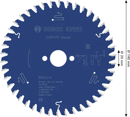 Bosch EXPERT Wood circular saw blade, 42 teeth.