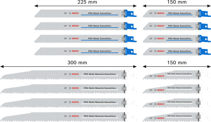Bosch PRO Tough Box Demolition Blade Set, 16 pieces.