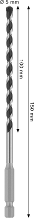 Bosch PRO HEX-5 drill bit 5x100x150 mm for precision drilling.