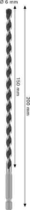 Bosch PRO HEX-5 6x150x200 mm drill bit.
