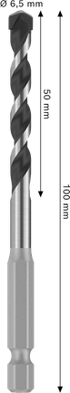 Bosch PRO HEX-5 drill bit 6.5x50x100 mm for precise drilling.