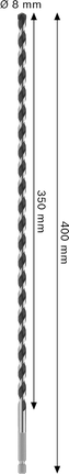 Bosch PRO HEX-5 Drill Bit 8x350x400 mm for deep drilling.