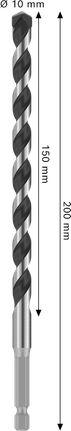 Bosch PRO HEX-5 10x150x200 mm drill bit for rotary drills.