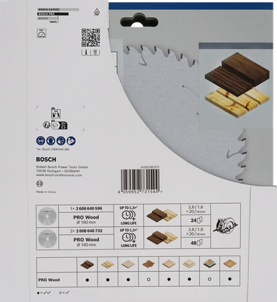 Bosch PRO Wood Circular Saw Blade 160 mm 3 pcs pack.