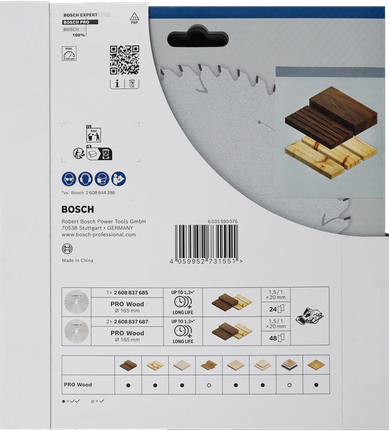 Bosch PRO Wood Circular Saw Blade 165 mm 3-piece set.