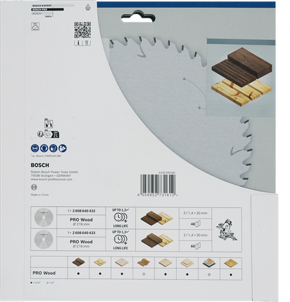 Bosch PRO Wood Circular Saw Blade 216 mm promo pack.
