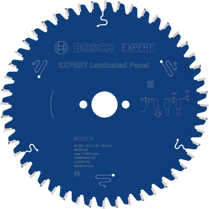 Bosch EXPERT Laminated Panel circular saw blade, 48 teeth.