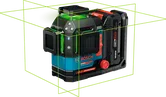Bosch EXLL18V-120-33CG laser leveling tool with green lines.