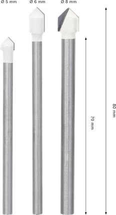 Bosch CYL-9 Soft Ceramic Drill Bit Set, 3 sizes.