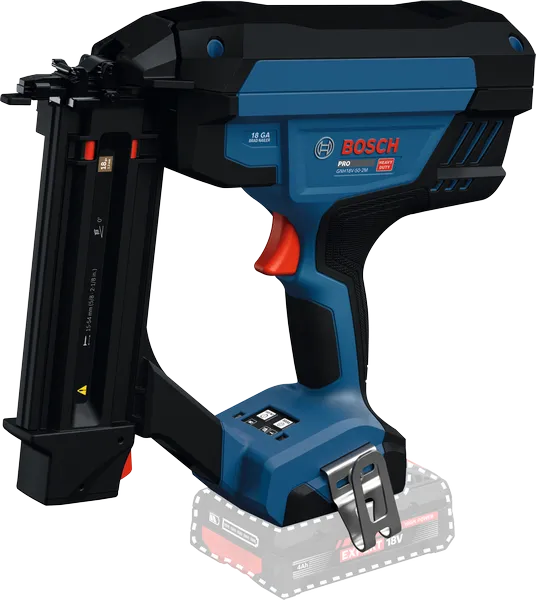 Bosch GNH18V-50-2M cordless nailer with 4Ah battery.